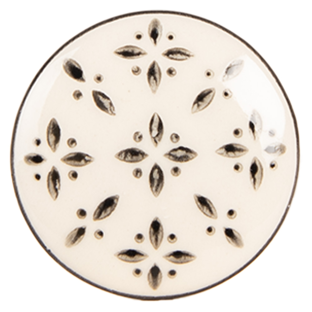 Clayre & Eef | Deurknop Beige Zwart ø 4x3 cm / S3 cm | 66278