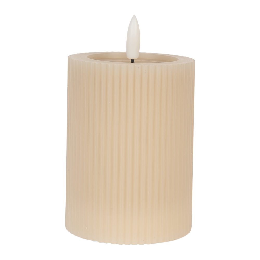 Clayre & Eef | Kaars met LED Beige ø 8x13 cm / 2xAA | 6CA0003BE