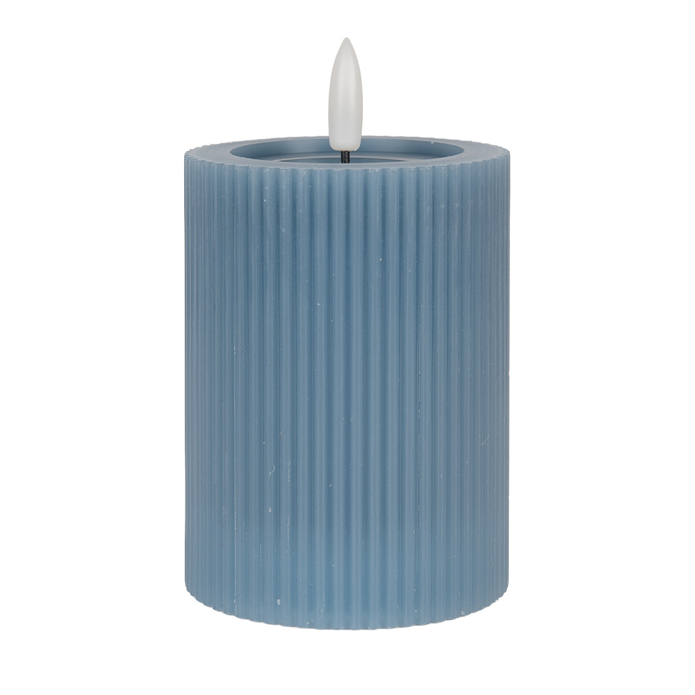 Clayre & Eef | Kaars met LED Blauw ø 8x13 cm / 2xAA | 6CA0003BL