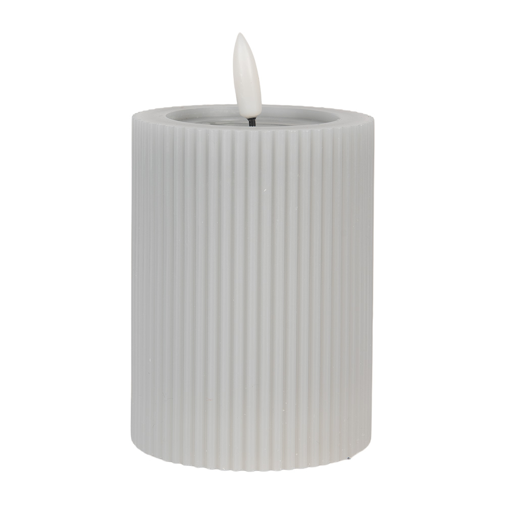 Clayre & Eef | Kaars met LED Grijs ø 8x13 cm / 2xAA | 6CA0003G