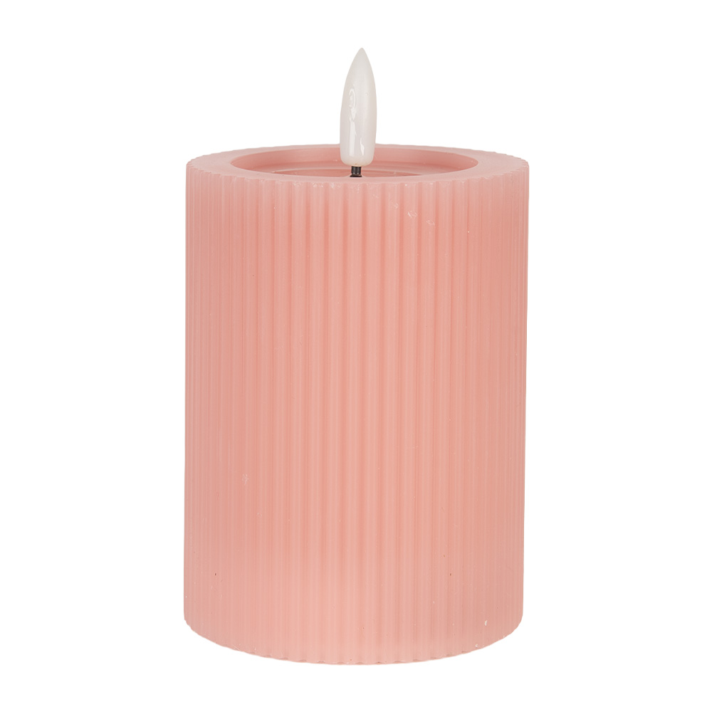 Clayre & Eef | Kaars met LED Roze ø 8x13 cm / 2xAA | 6CA0003P