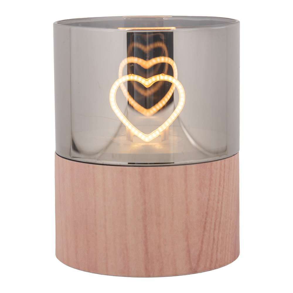 Clayre & Eef | Waxinelichthouder met LED Bruin ø 8x10 cm / 3xAAA | 6CA0007