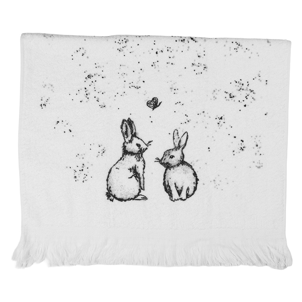 Clayre & Eef | Gastendoekje Wit Grijs 40x66 cm | CTBNS-2
