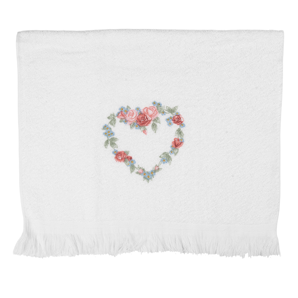 Clayre & Eef | Gastendoekje Wit Roze 40x66 cm | CTSLF
