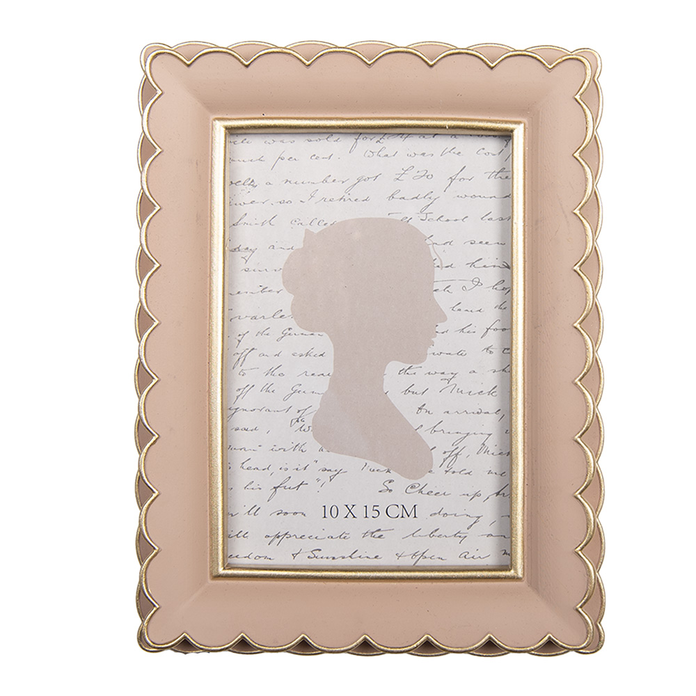 Clayre & Eef | Fotolijst Roze Goudkleurig 15x3x20 cm / 10x15 cm | 2F1310