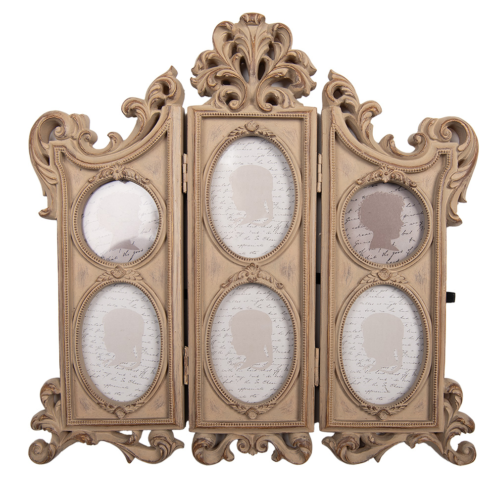 Clayre & Eef | Fotolijst Beige 31x2x30 cm / (4)7x9 cm (2) ø 6 cm | 2F1318