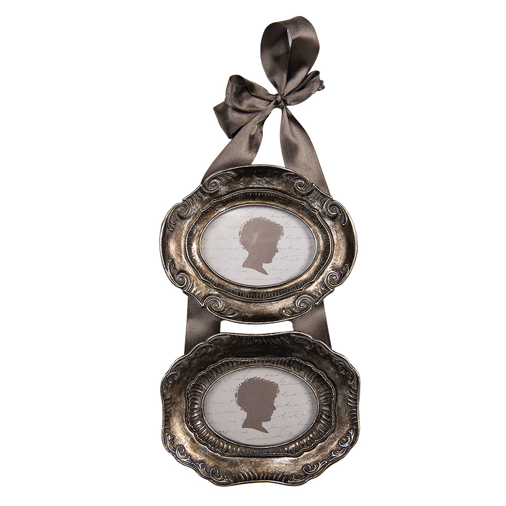 Clayre & Eef | Fotolijst Zilverkleurig Bruin 14x3x27 cm / 9x7 cm (2) | 2F1331