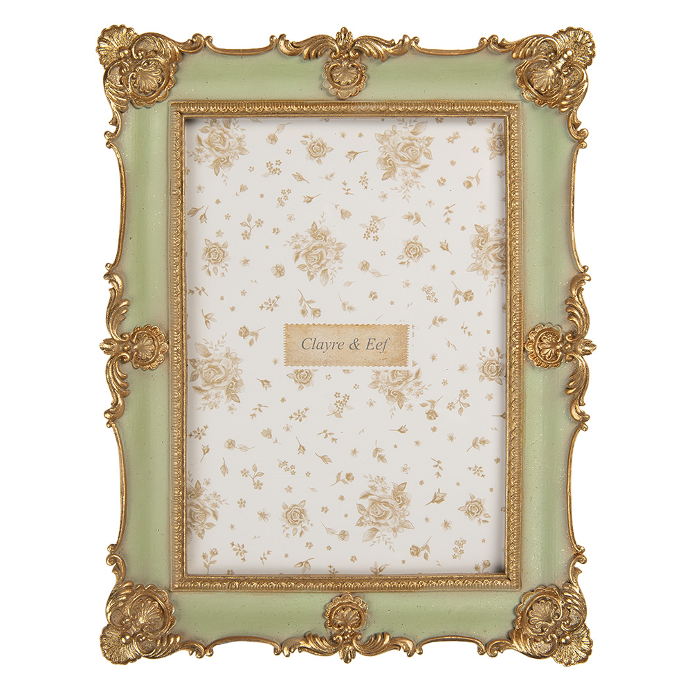 Clayre & Eef | Fotolijst Groen Goudkleurig 18x2x23 cm / 13x18 cm | 2F1354M