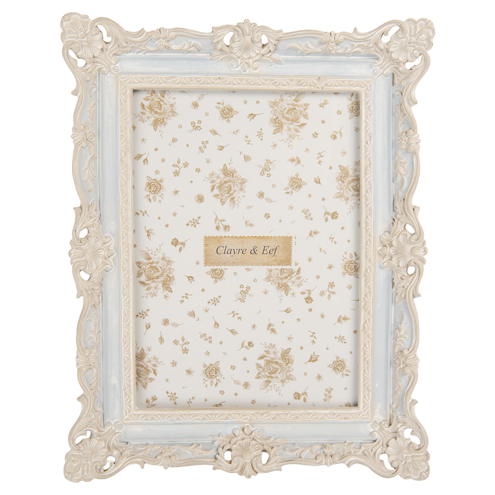 Clayre & Eef | Fotolijst Blauw Wit 18x3x23 cm / 13x18 cm | 2F1355M