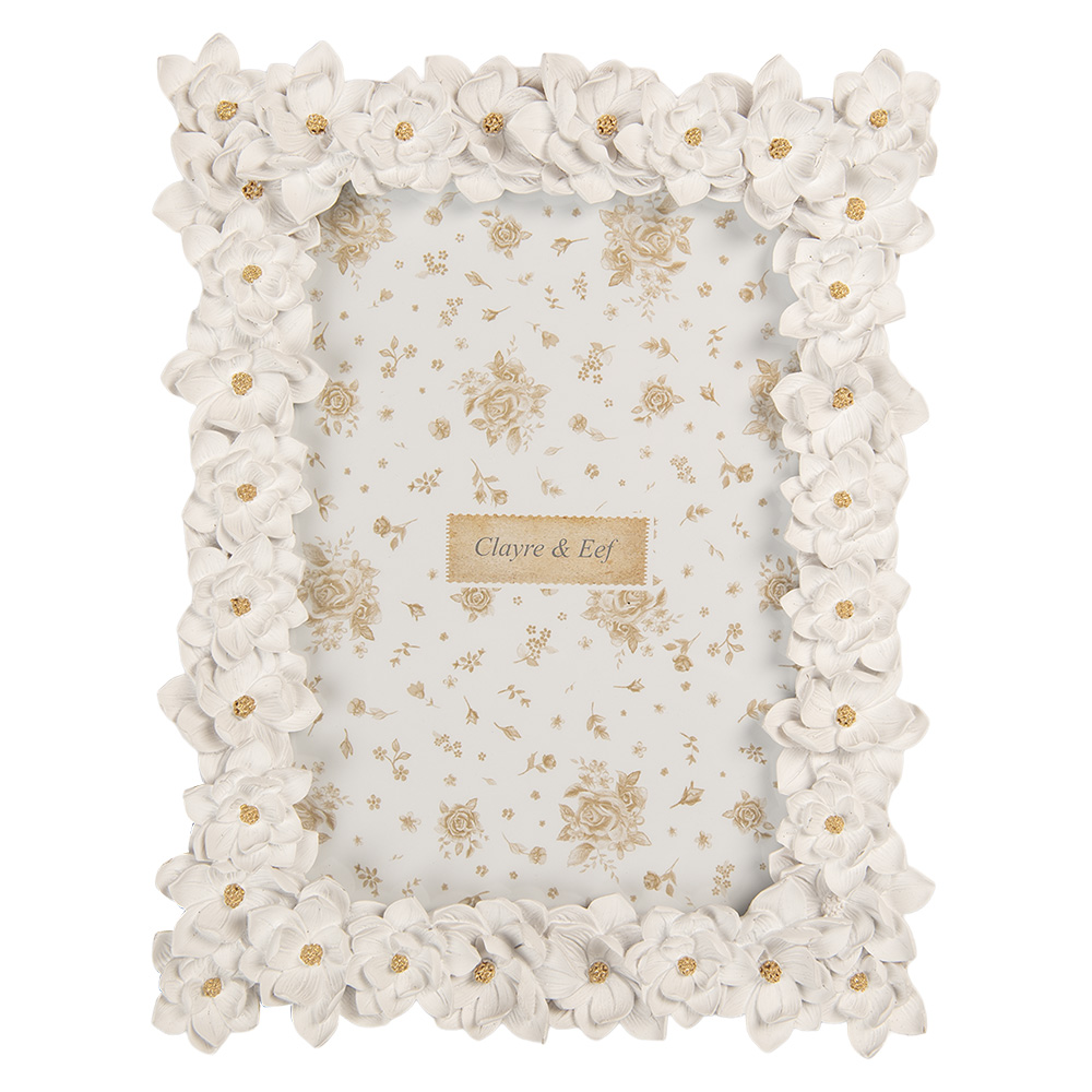 Clayre & Eef | Fotolijst Wit Goudkleurig 18x2x23 cm / 13x18 cm | 2F1360M