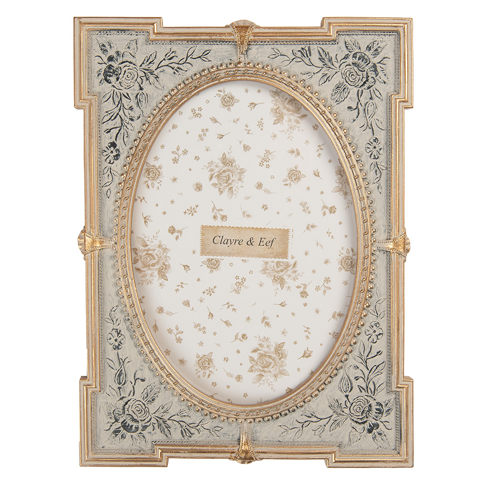 Clayre & Eef | Fotolijst Blauw Goudkleurig 17x2x23 cm / 13x18 cm | 2F1365M