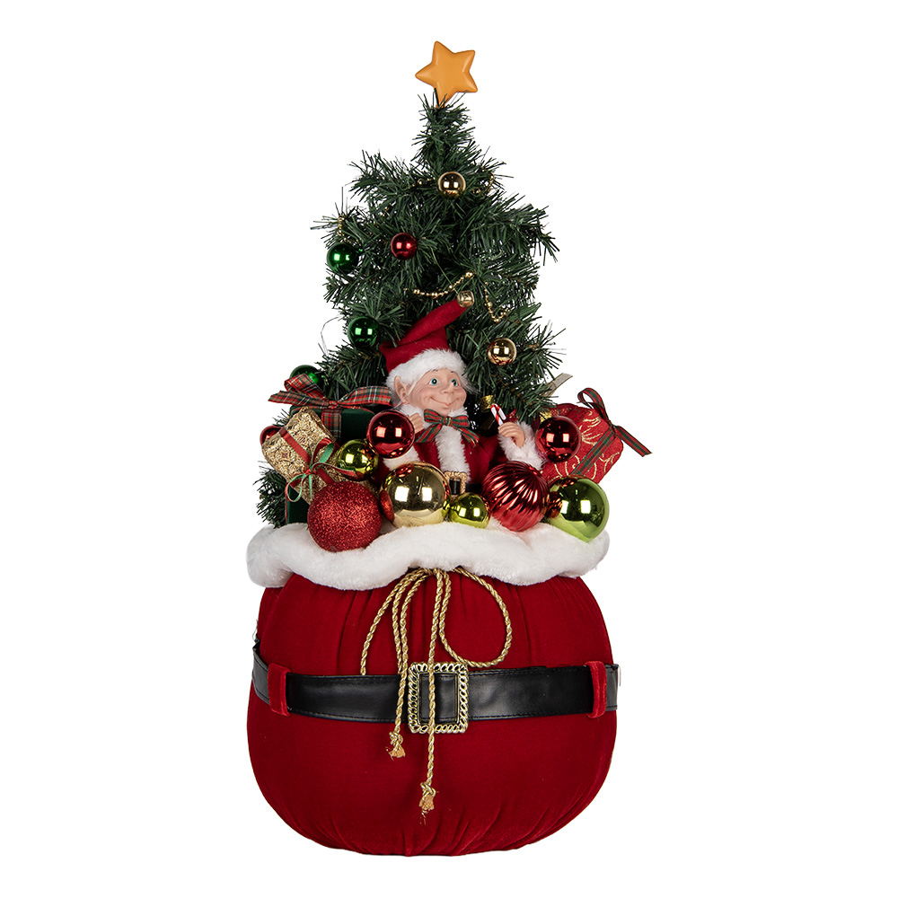 Clayre & Eef | Decoratie Kertboom met LED Rood ø 30x70 cm / 3xAA | 50829
