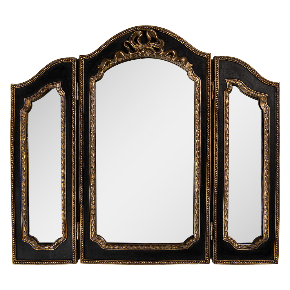 Clayre & Eef | Wandspiegel Zwart Goudkleurig 38x2x34 cm | 62S317