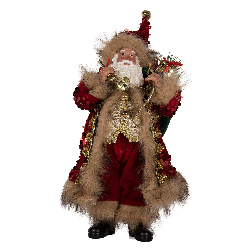 Clayre & Eef | Kerstdecoratie Kerstman Rood 16x12x31 cm | 66322