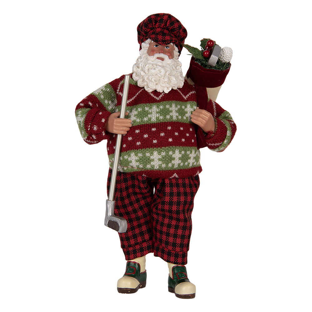 Clayre & Eef | Kerstdecoratie Kerstman Rood 16x11x28 cm | 66323