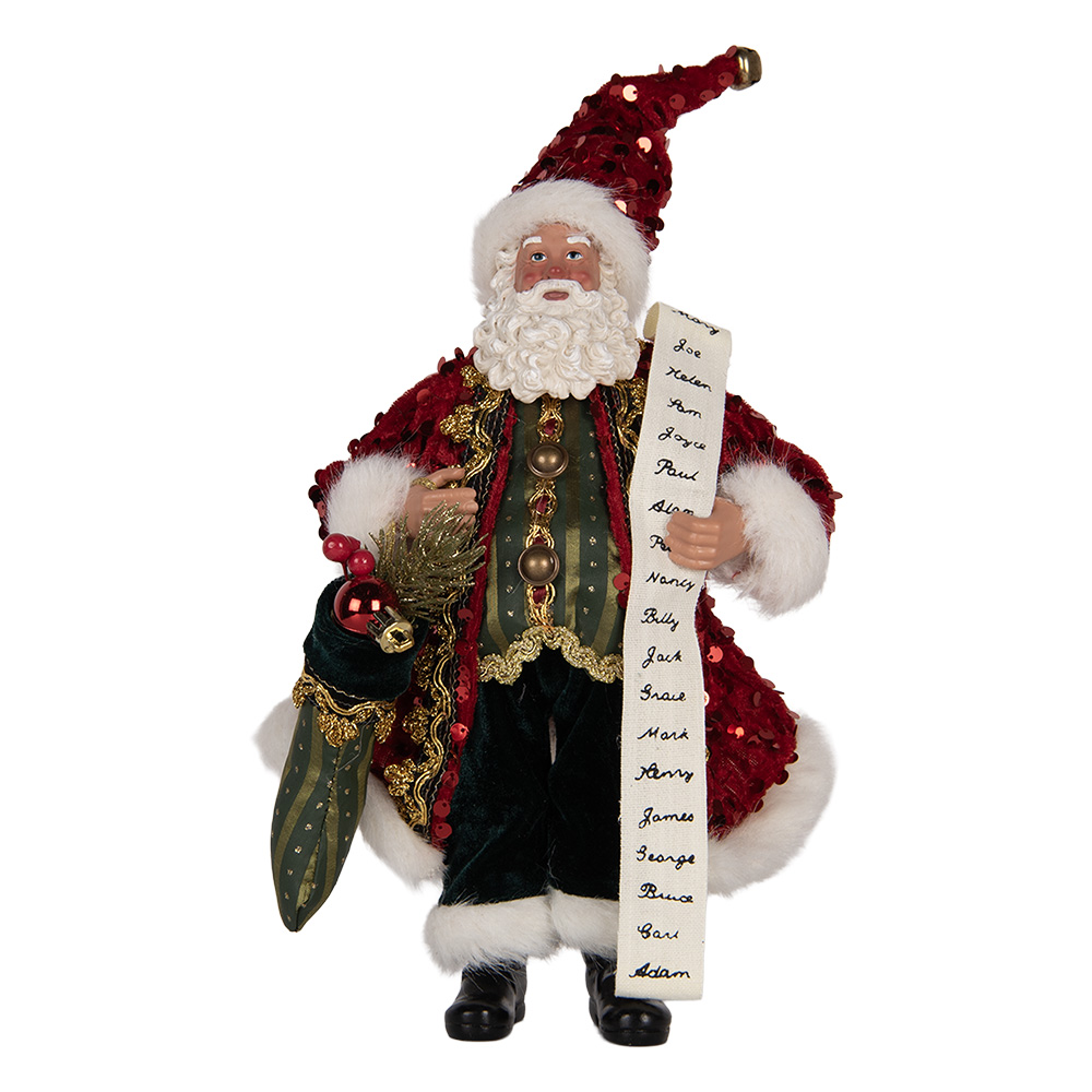 Clayre & Eef | Kerstdecoratie Kerstman Rood 16x8x28 cm | 66324