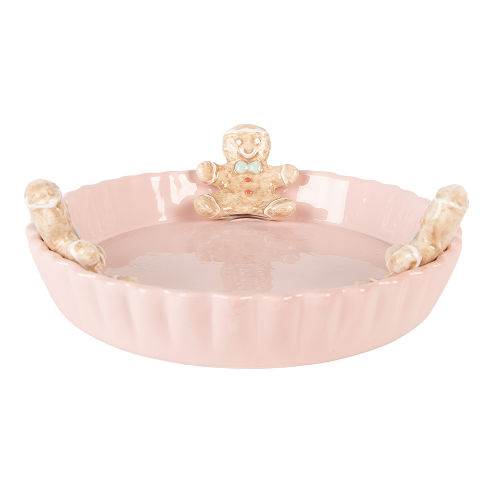 Clayre & Eef | Serveerschaal Roze Bruin ø 23x7 cm | 6CE1857P
