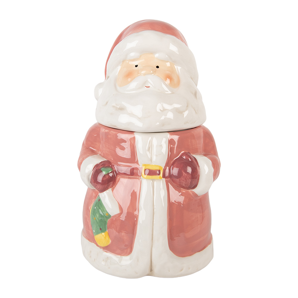 Clayre & Eef | Voorraadpot Deksel Roze Wit ø 15x26 cm | 6CE2215