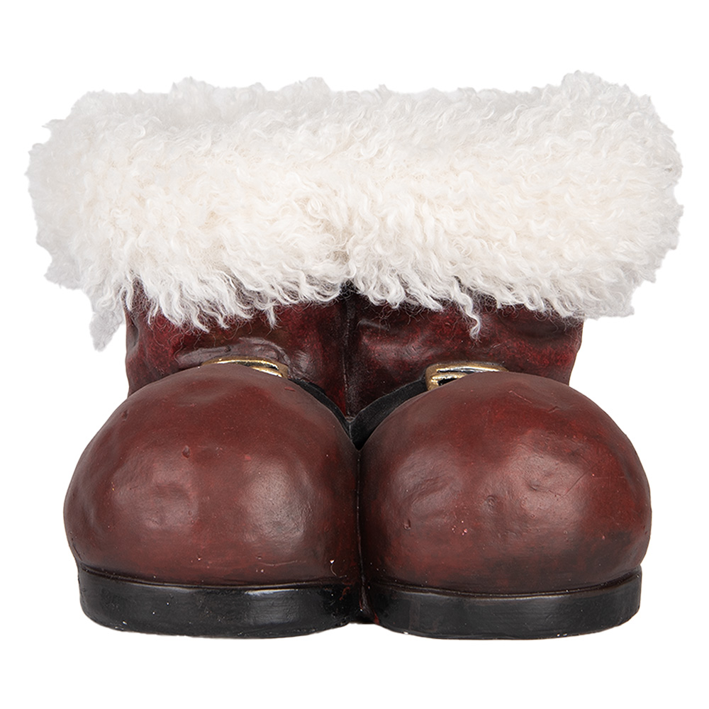 Clayre & Eef | Bloempot Binnen Laarzen kerstman Rood Wit 26x26x20 cm | 6MG0144