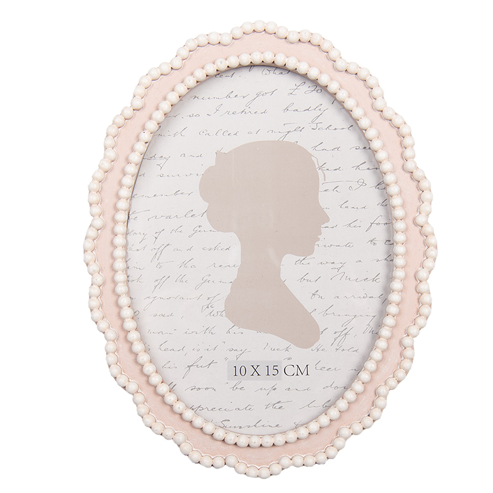 Clayre & Eef | Fotolijst Roze Wit 13x2x18 cm / 10x15 cm | 2F1302