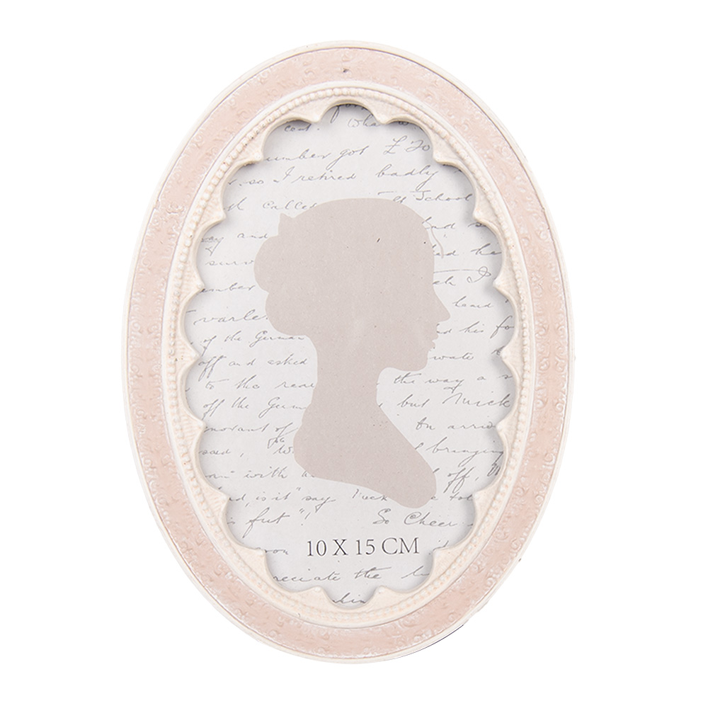 Clayre & Eef | Fotolijst Roze Wit 13x2x18 cm / 10x15 cm | 2F1307