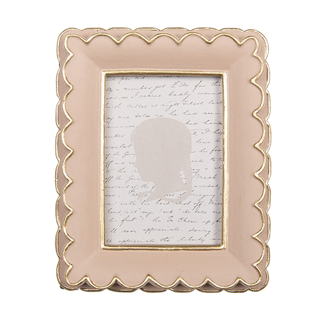 Clayre & Eef | Fotolijst Roze Goudkleurig 10x2x13 cm / 6x9 cm | 2F1311