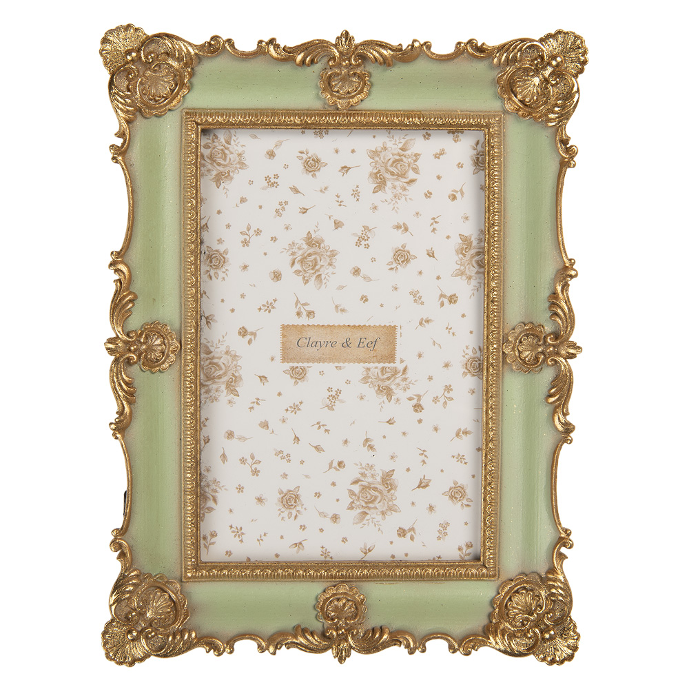 Clayre & Eef | Fotolijst Groen Goudkleurig 15x2x21 cm / 10x15 cm | 2F1354S