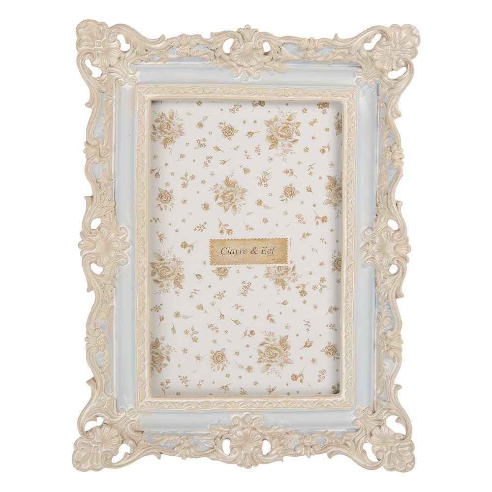 Clayre & Eef | Fotolijst Blauw Wit 16x3x21 cm / 10x15 cm | 2F1355S