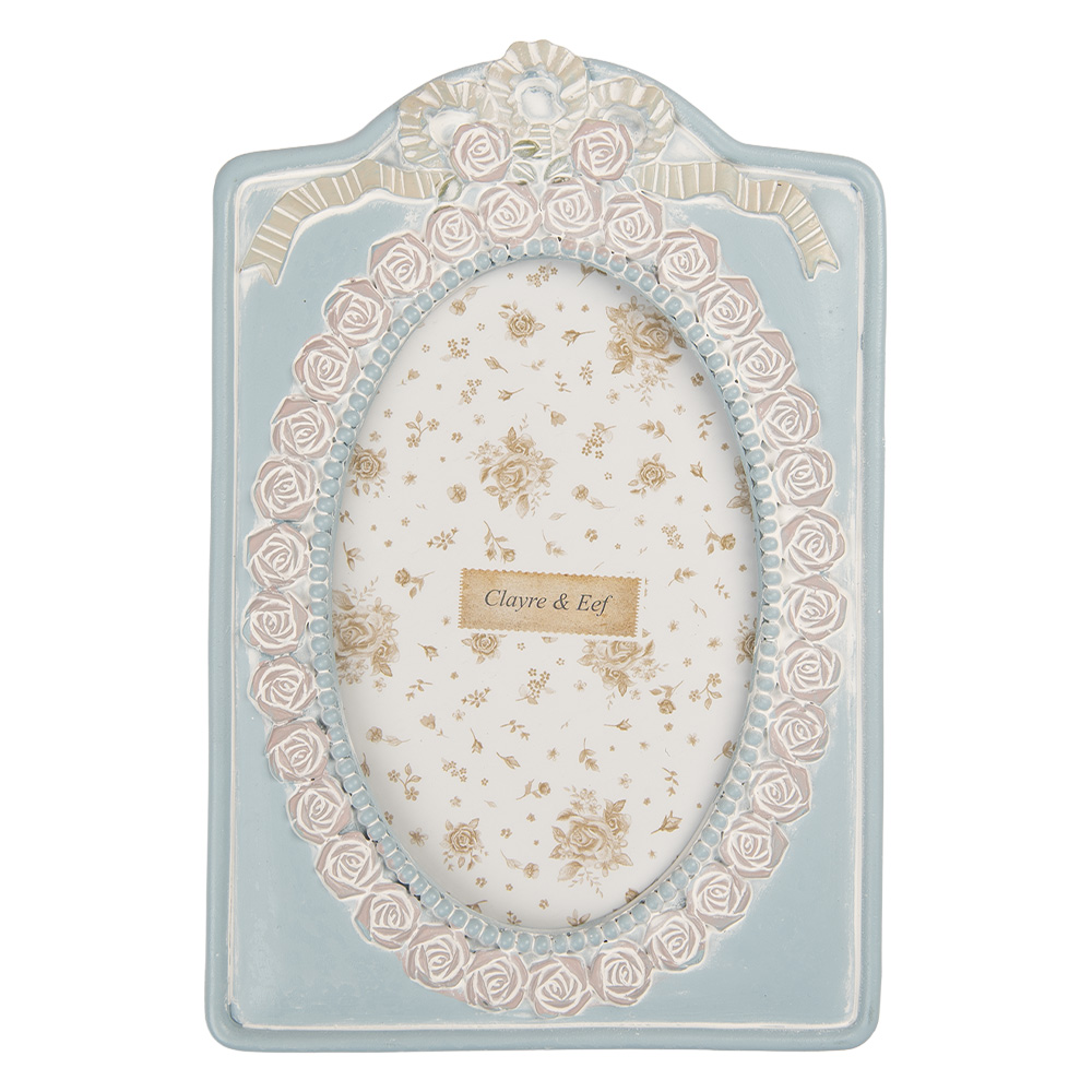 Clayre & Eef | Fotolijst Blauw Beige 14x2x21 cm / 10x15 cm | 2F1358