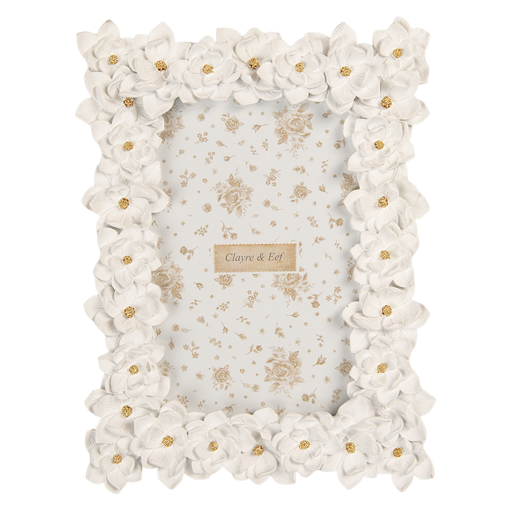 Clayre & Eef | Fotolijst Wit Goudkleurig 15x2x21 cm / 10x15 cm | 2F1360S