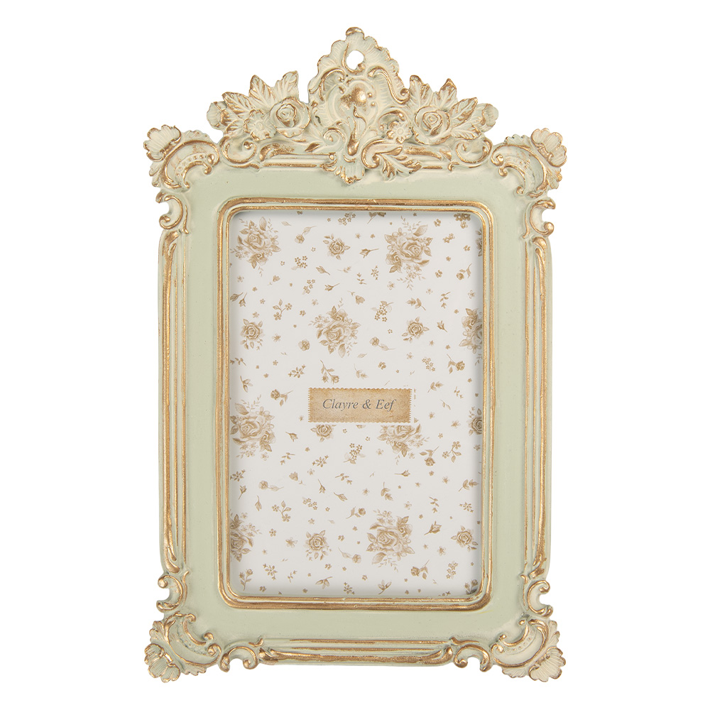 Clayre & Eef | Fotolijst Groen Goudkleurig 15x2x24 cm / 10x15 cm | 2F1361S