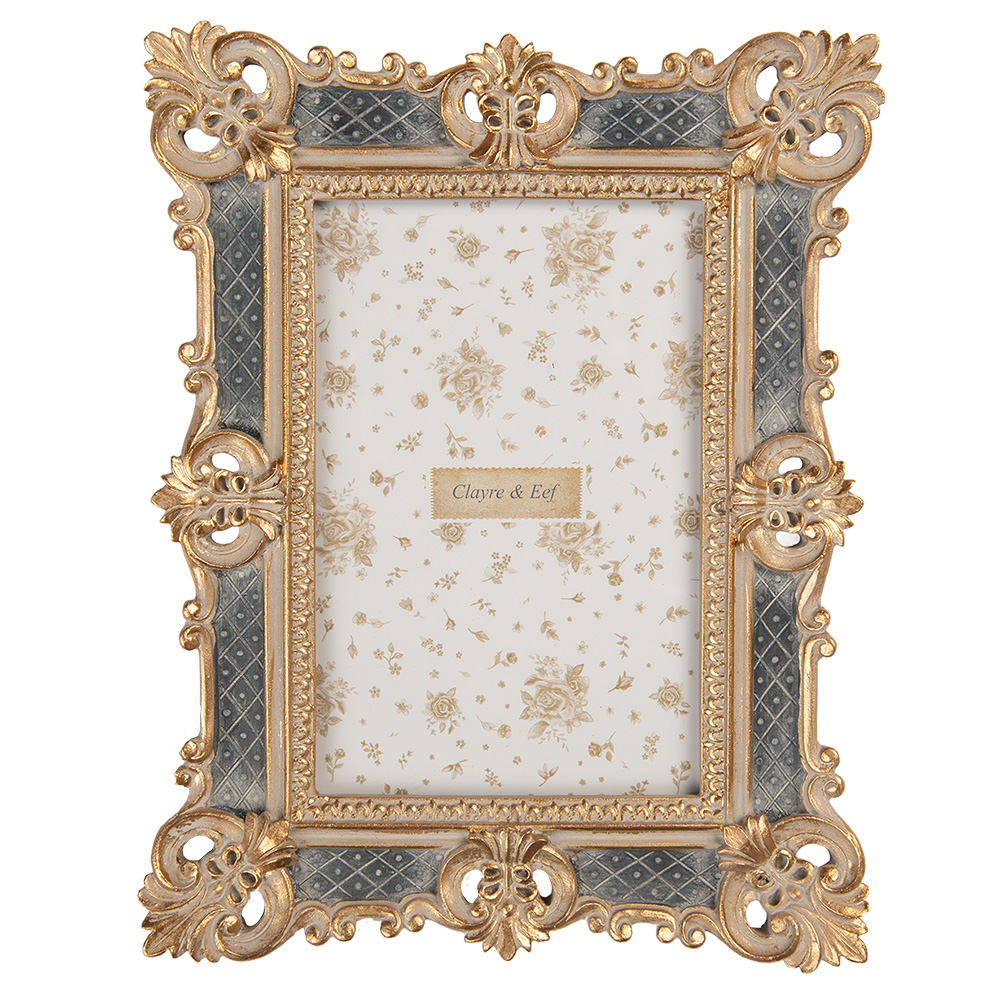 Clayre & Eef | Fotolijst Goudkleurig Grijs 17x2x22 cm / 10x15 cm | 2F1373