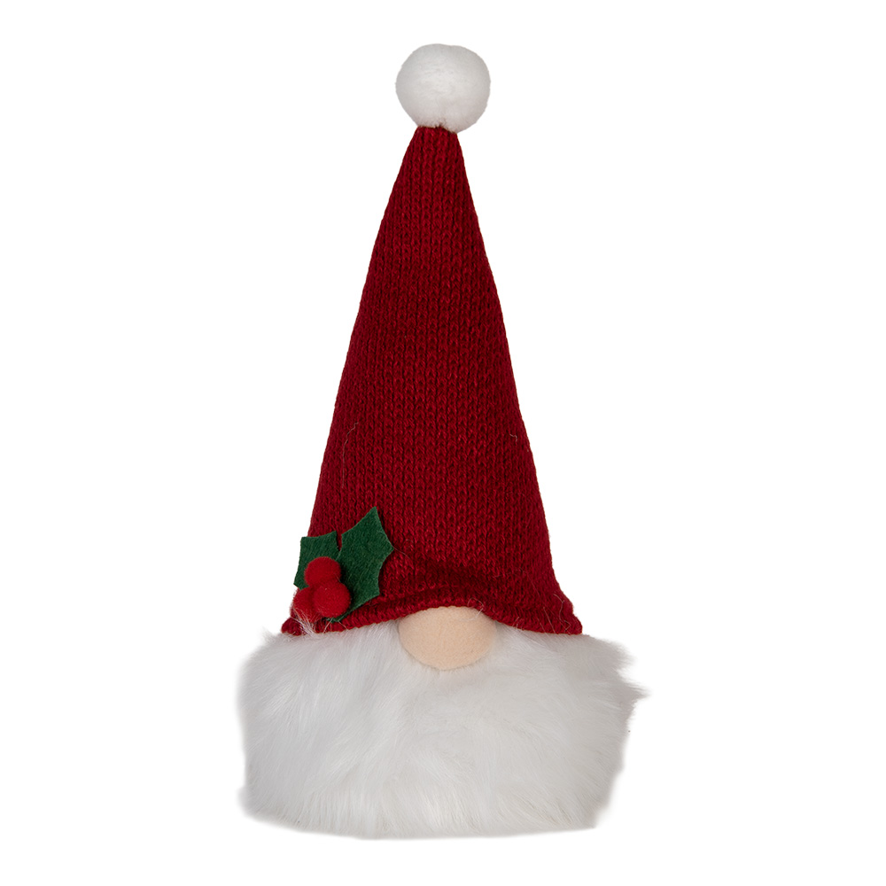 Clayre & Eef | Decoratie Beeld Kabouter met LED Rood Wit 10x10x25 cm / 3xAA | 66333