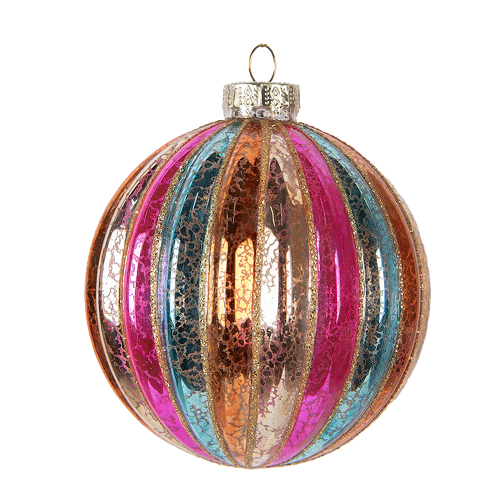 Clayre & Eef | Kerstbal Meerkleurig ø 10x11 cm | 6GL5176