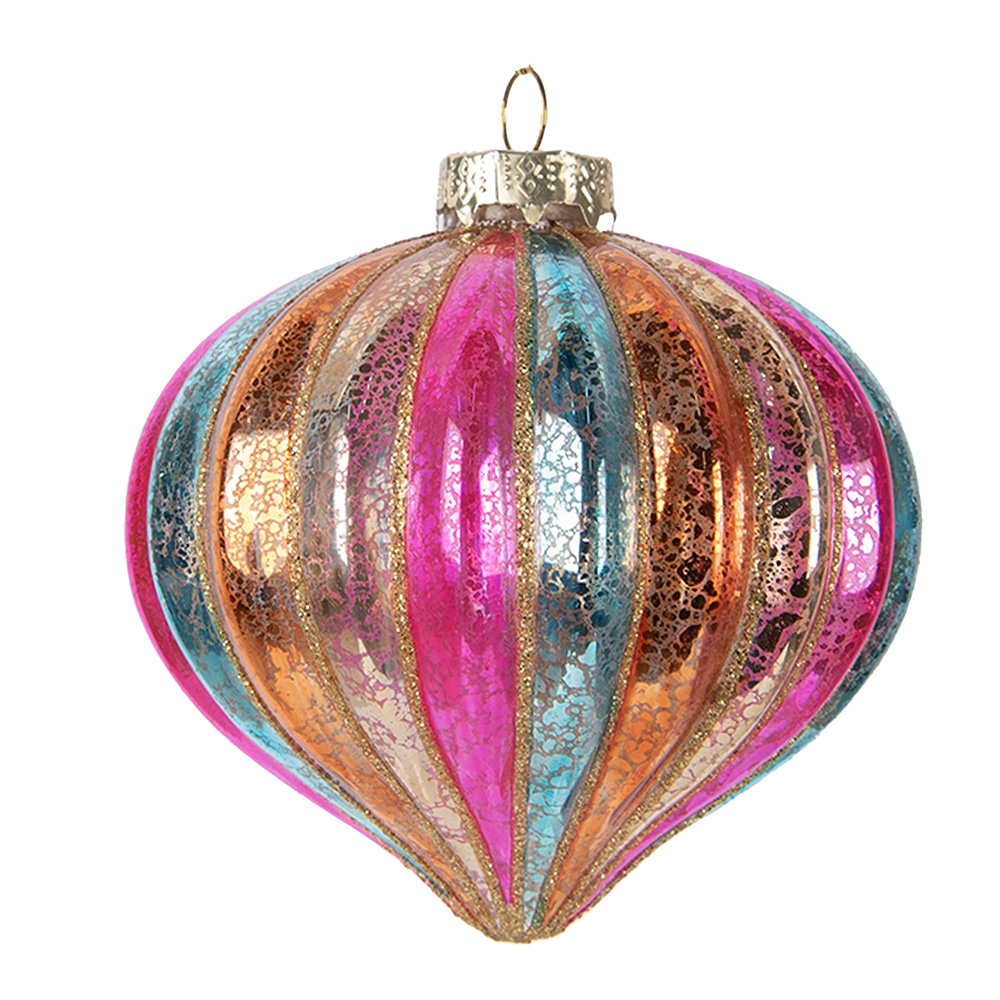 Clayre & Eef | Kerstbal Meerkleurig ø 10x10 cm | 6GL5177