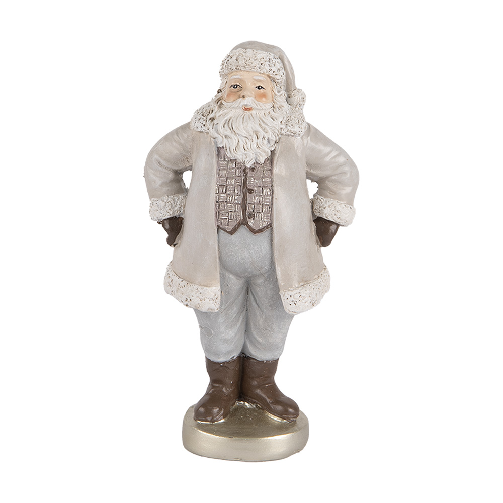 Clayre & Eef | Kerstdecoratie Kerstman Grijs 8x6x15 cm | 6PR5520