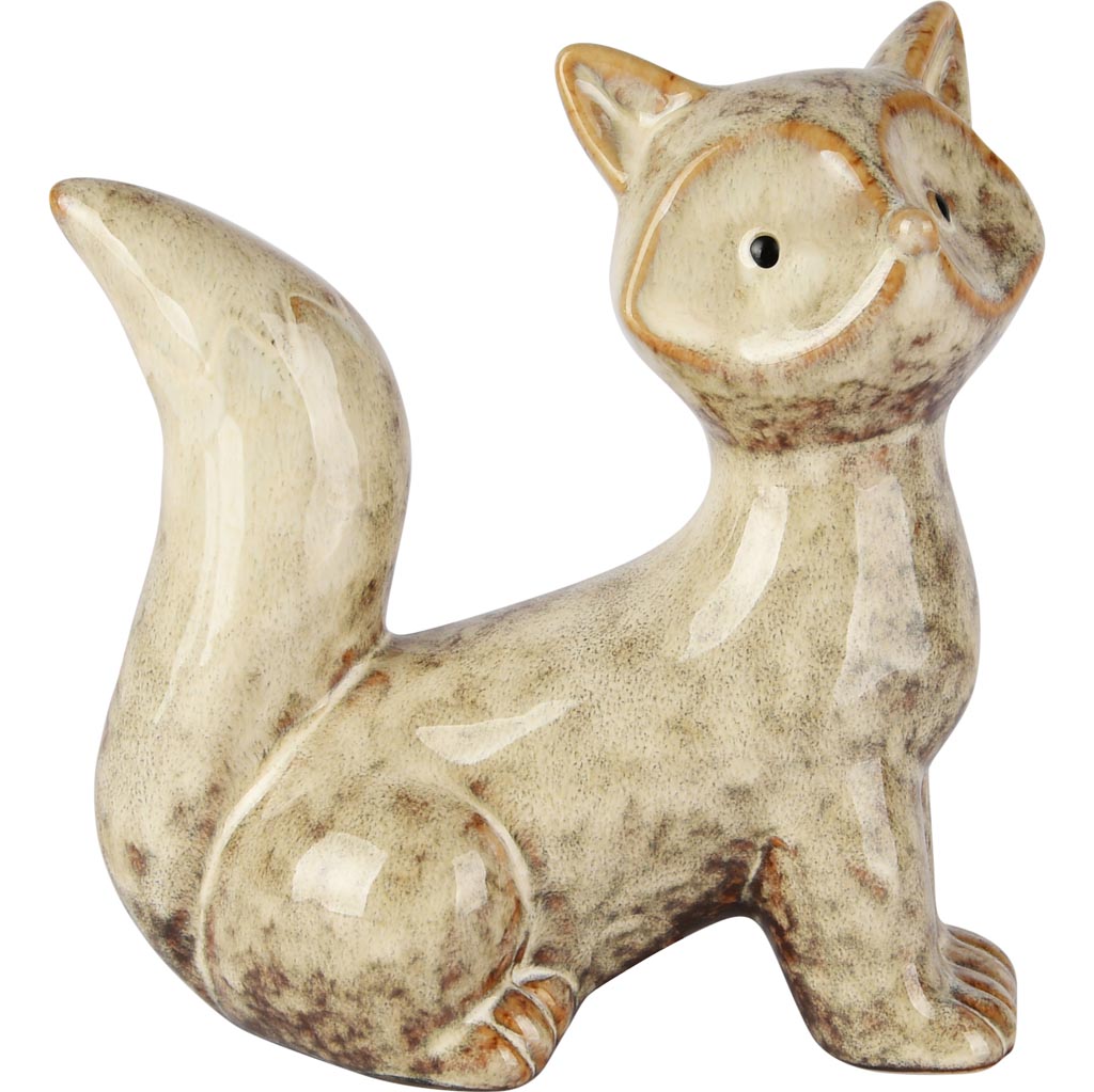 Dekoratief | Vosje zittend, beige, porselein, 13x7x14cm | A255103