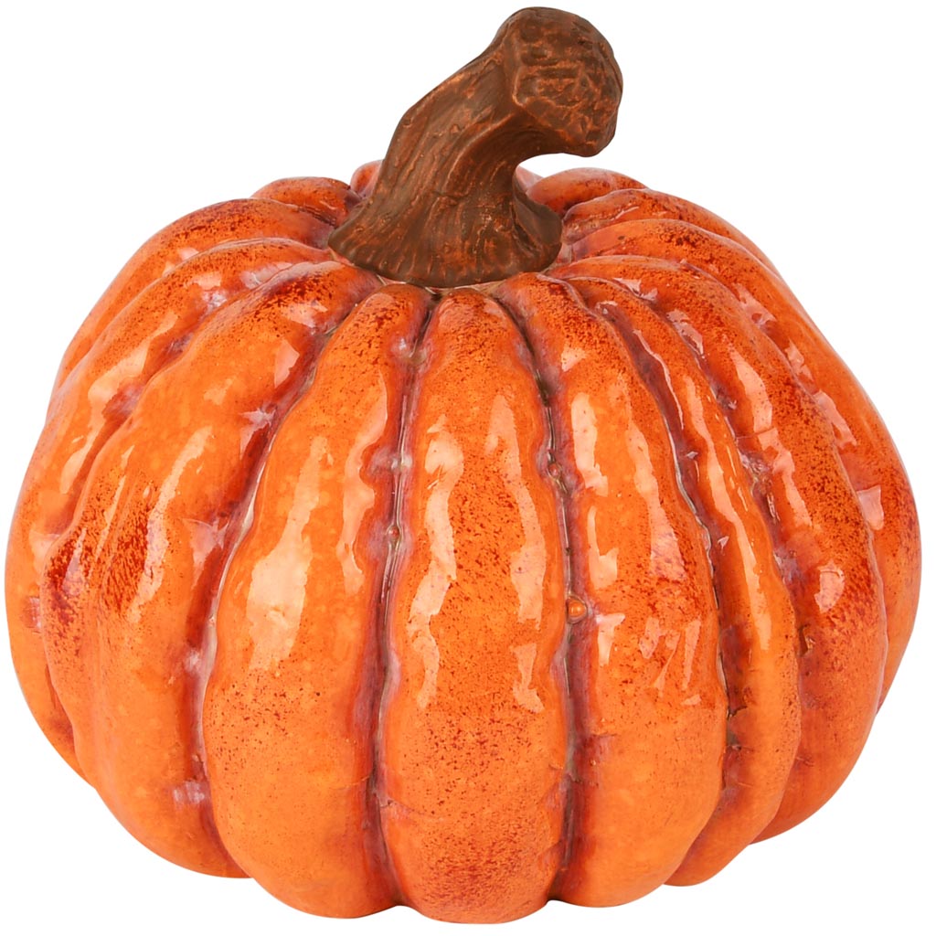 Dekoratief | Deco pompoen, oranje, keramiek, 15x15x13cm | A255173