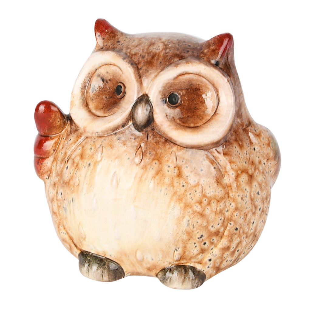 Dekoratief | Uiltje 'Jeffrey', bruin, keramiek, 9x8x9cm | A255184