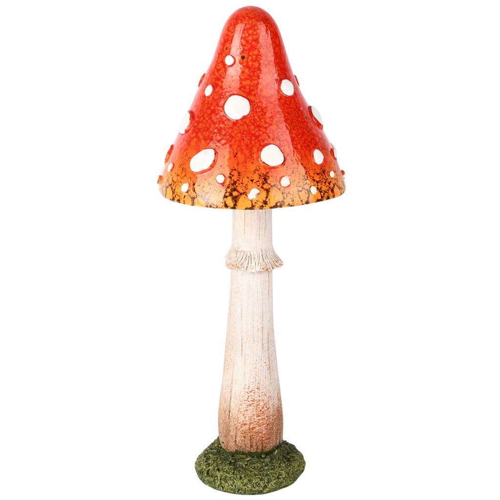 Dekoratief | Paddenstoel m/witte stippen, oranje, keramiek, 9x9x23cm | A255191