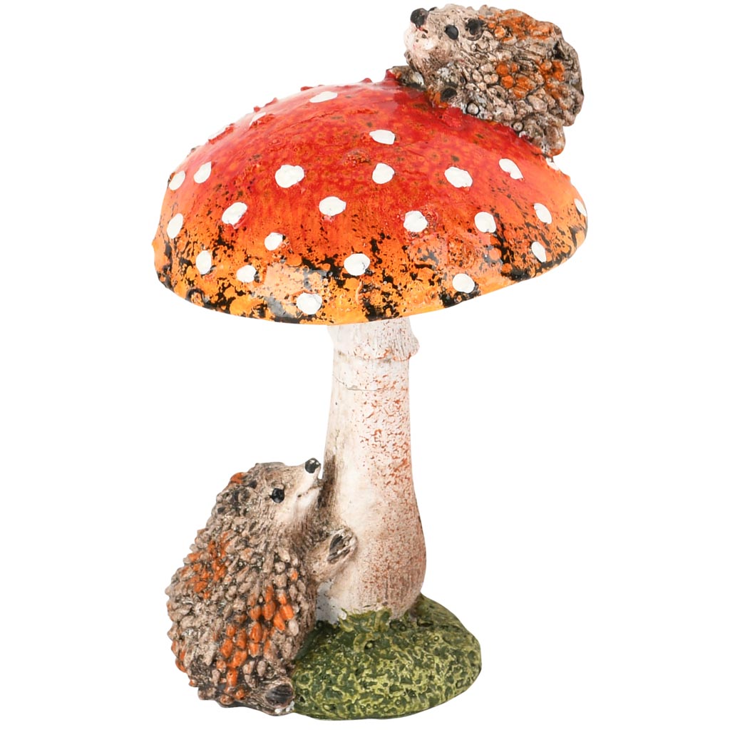 Dekoratief | Paddenstoel m/egeltjes, oranje/bruin, keramiek, 7x7x11cm | A255192