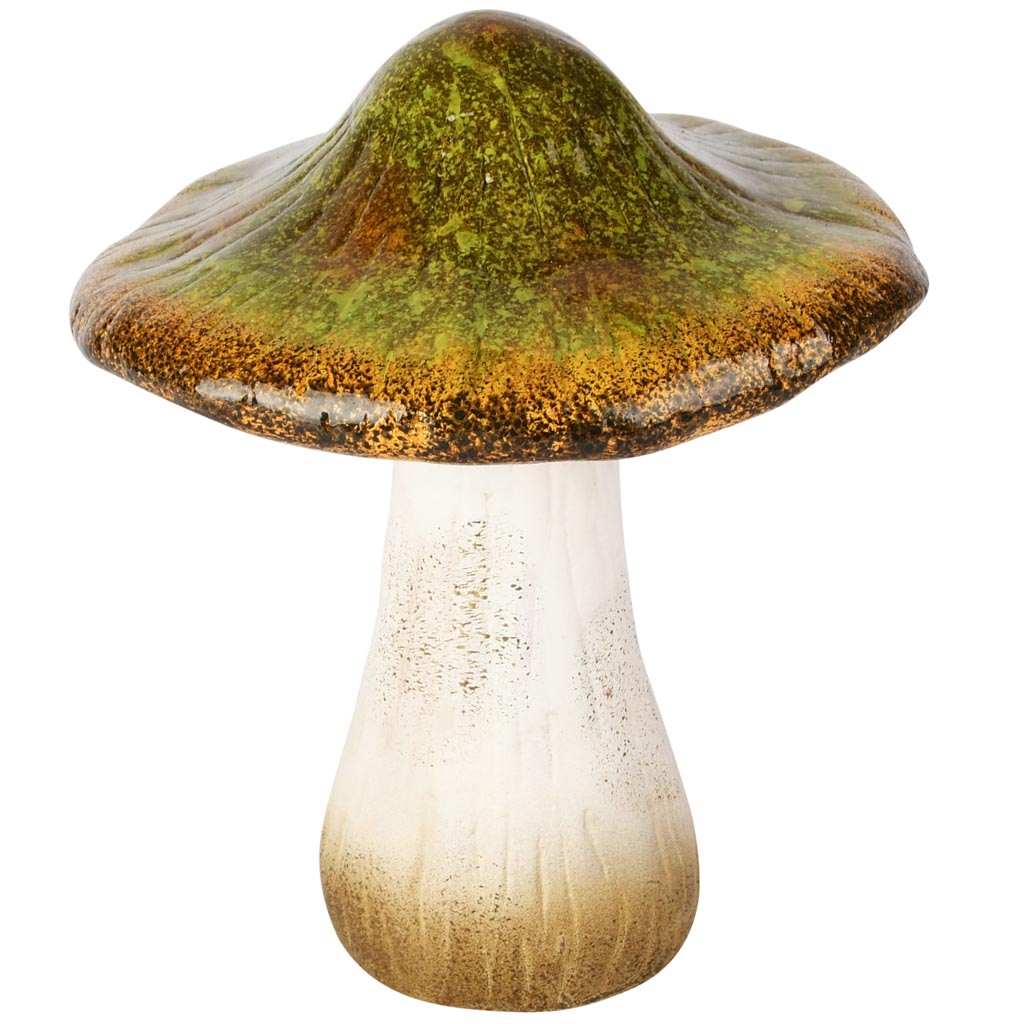 Dekoratief | Paddenstoel, groen/wit, keramiek, 16x16x18cm | A255195