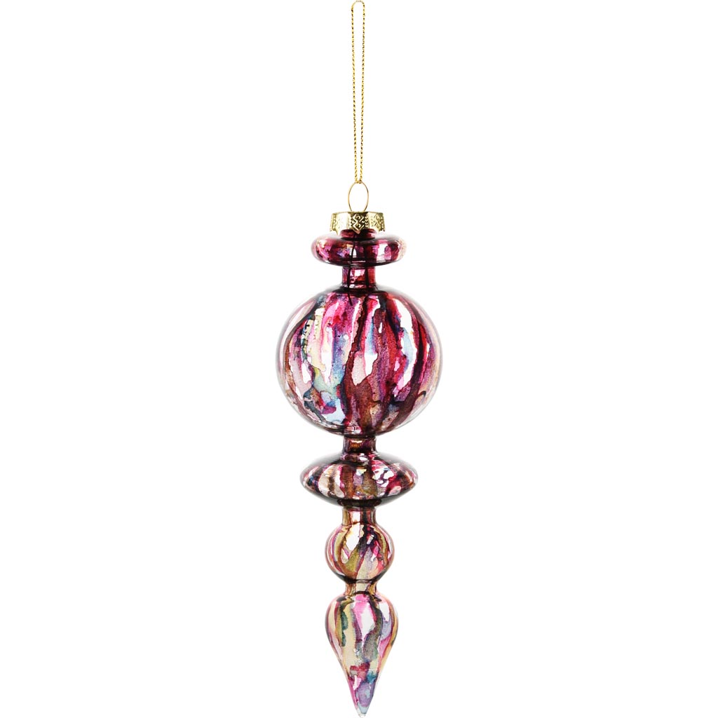 Dekoratief | Hanger kerstornament, multicolor, glas, 7x7x20cm | A255283