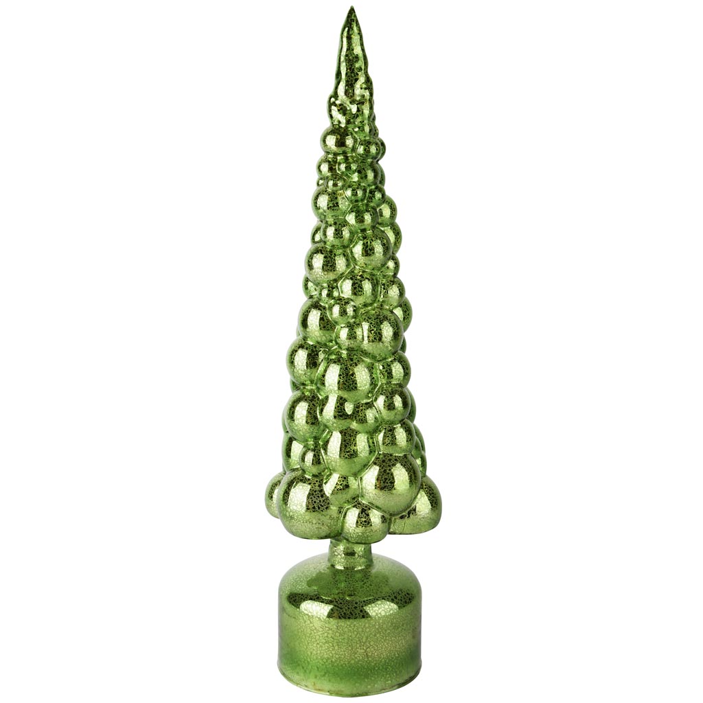 Dekoratief | Deco boompje op voet, groen, glas, LED, 9x9x40cm | A255293