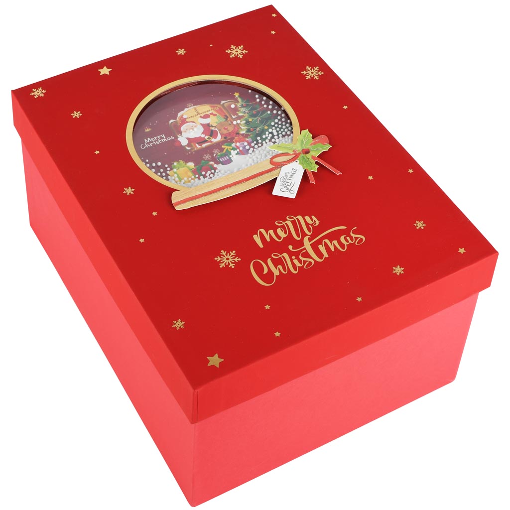 Dekoratief | Boekdoos 'Merry Christmas', rood/goud, karton, 26x19x13cm | A255309