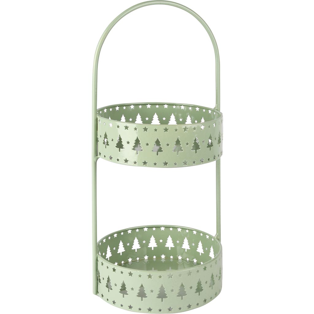 Dekoratief | Pièce-mont‚e m/boompjes, groen, metaal, 17x16x38cm | A255388