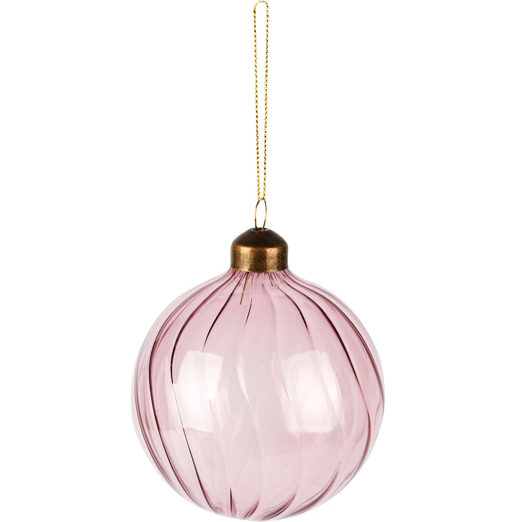 Dekoratief | Hanger kerstbal, roze, glas, 8x8x9cm | A255495
