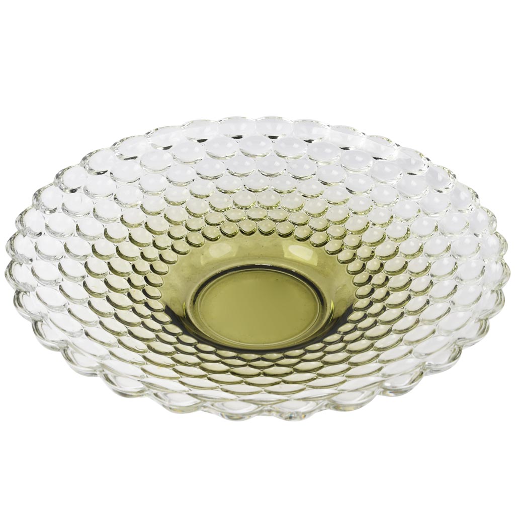 Dekoratief | Deco schaal rond, groen, glas, 29x29x6cm | A255536
