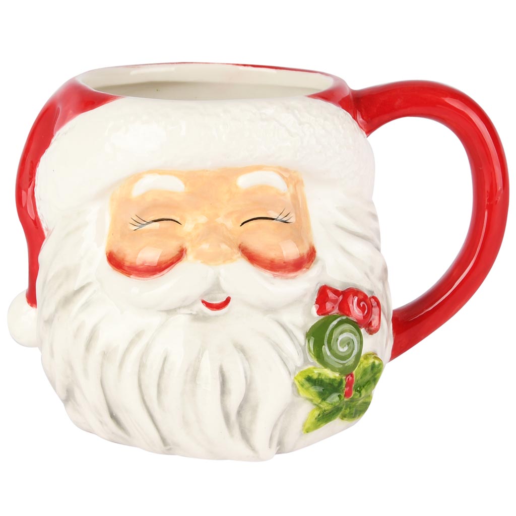 Dekoratief | Mok 'Jolly Santa', rood/wit, keramiek, 16x12x11cm | A255628