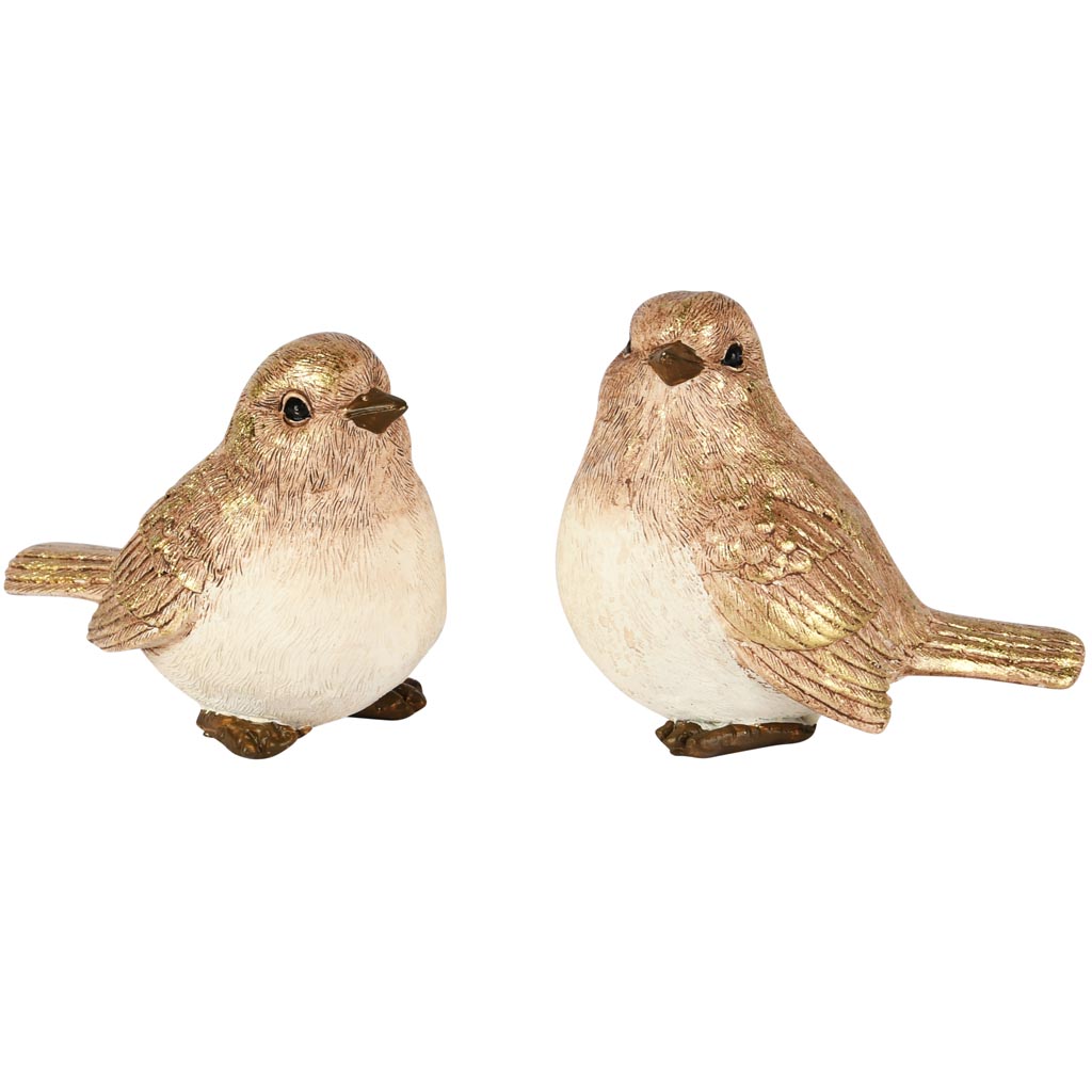 Dekoratief | Vogeltje 'Pierre', resina, 9x6x8cm, set van 2 stuks | A255700